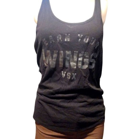 VSX Razorback Tank Size Small Black with Print Earn Your Wings VSX EUC - Picture 1 of 3